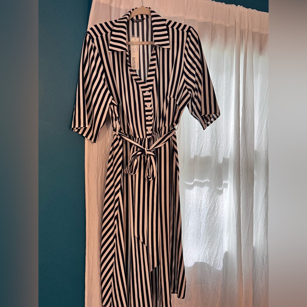 BloomChic Black and White Striped Dress